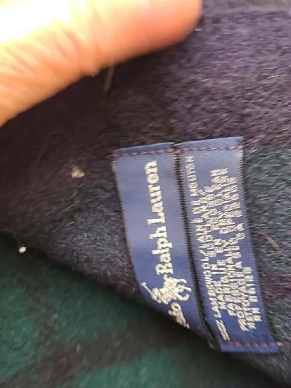 Polo Ralph Lauren 100% Lambswool Green Black Plaid Scarf NWT